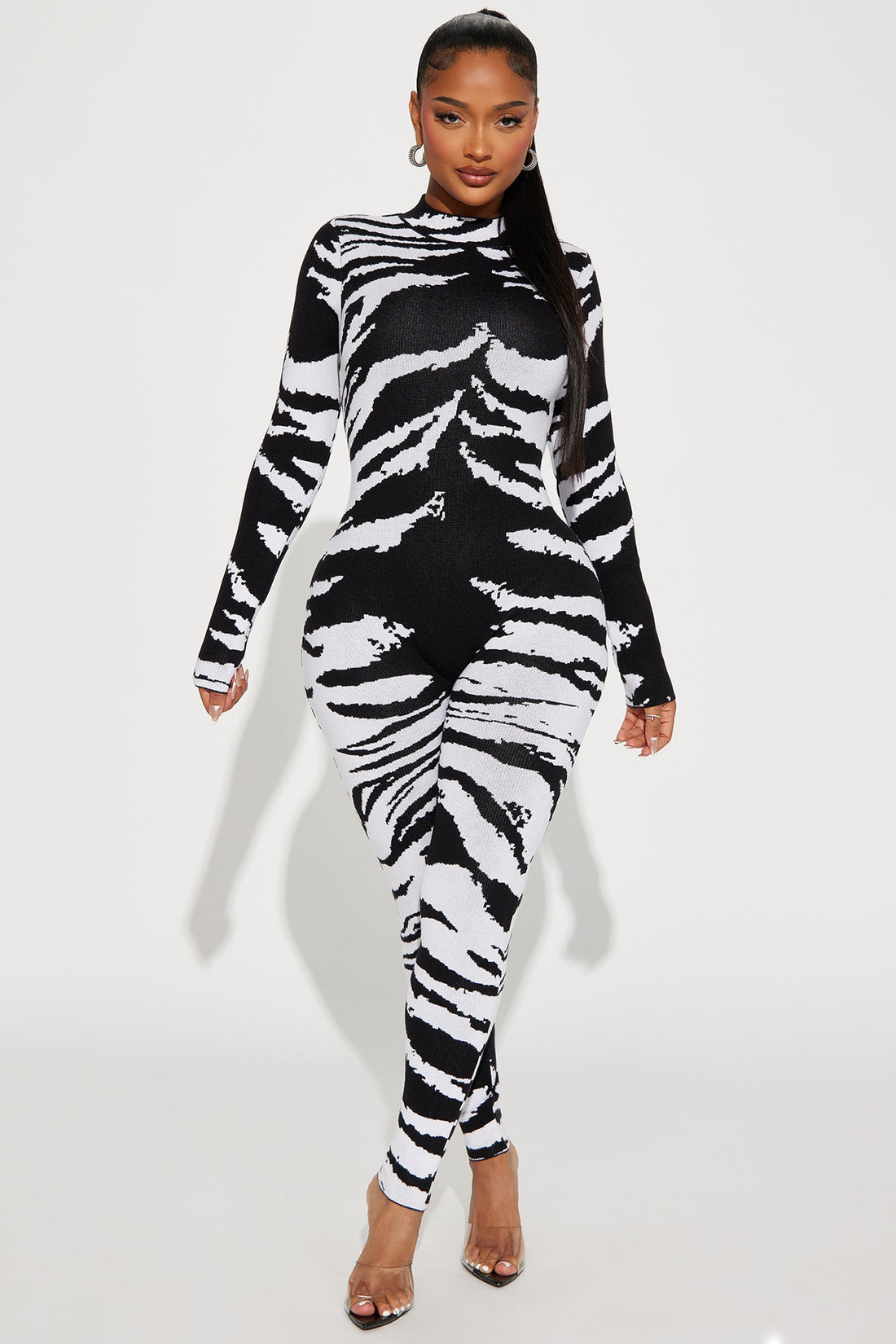 If You Want Me Sweater Jumpsuit - Black/White