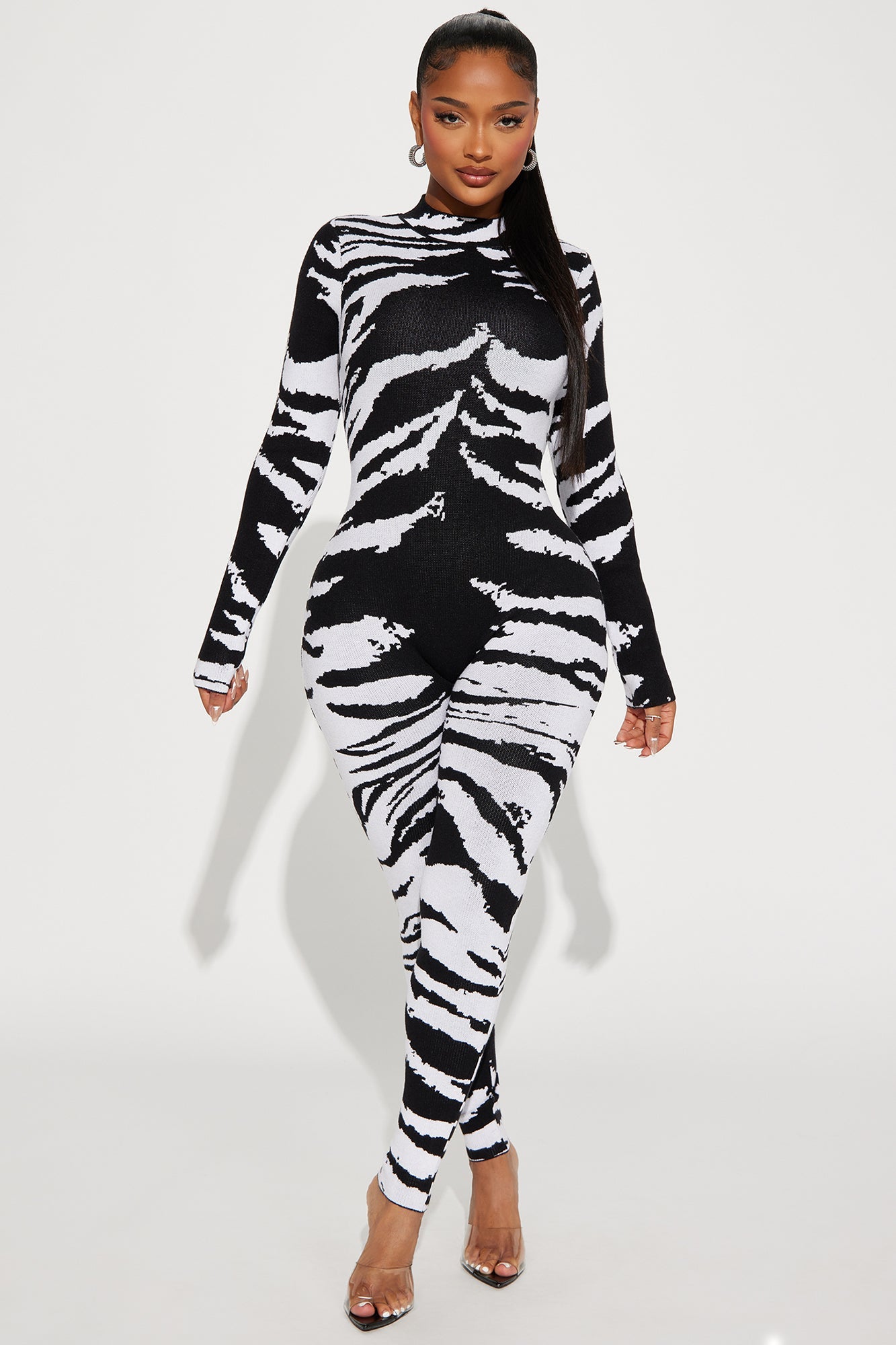 If You Want Me Sweater Jumpsuit - Black/White
