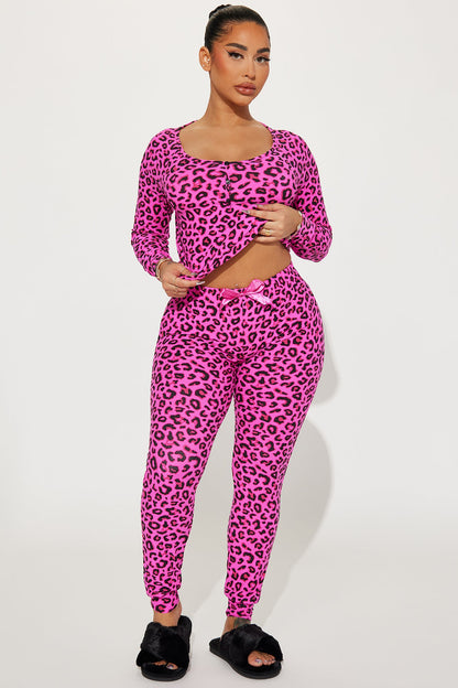 Wild Side PJ Pant Set - Hot Pink/combo