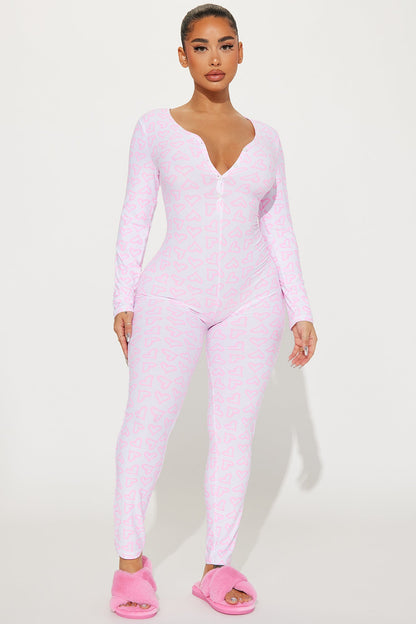 All My Heart PJ Jumpsuit Onesie - White/Pink