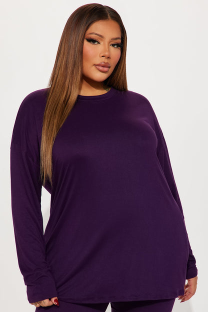 Weekend Vibes Long Sleeve Set - Eggplant