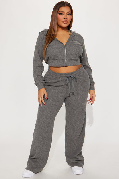 Thinking Of You Thermal Pant Set - Heather Grey