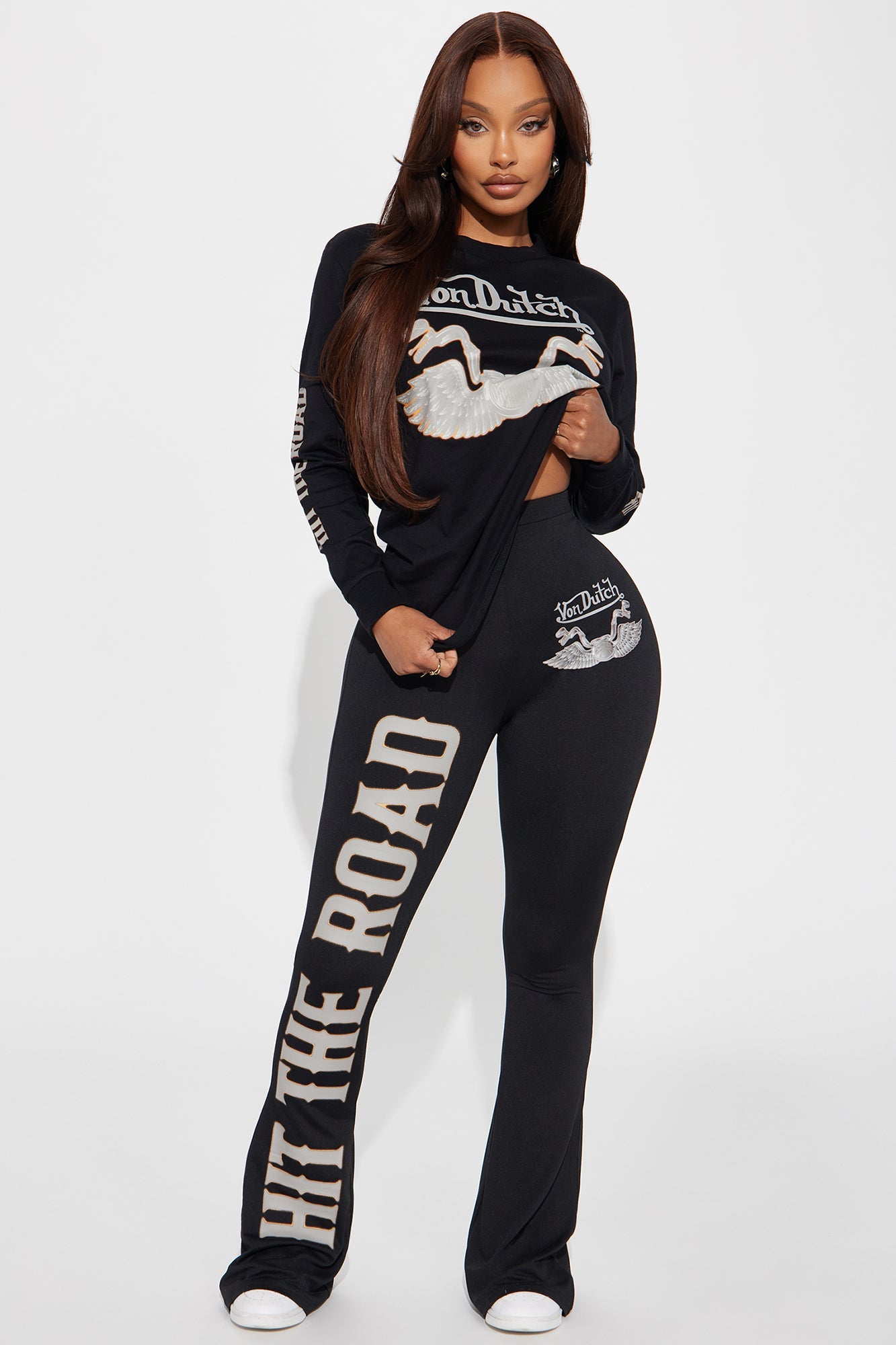 Von Dutch Hit The Road Flare Pant - Black