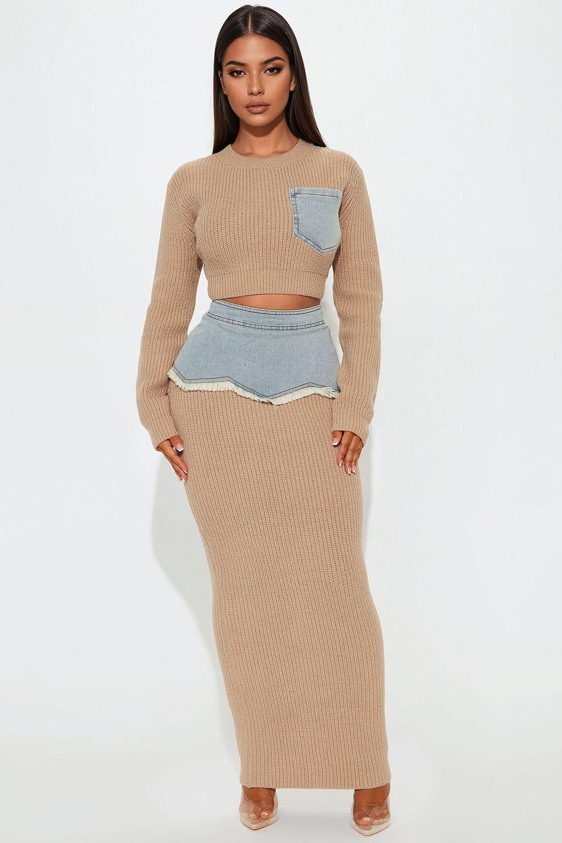 Rhea Sweater Midi Skirt Set - Mocha