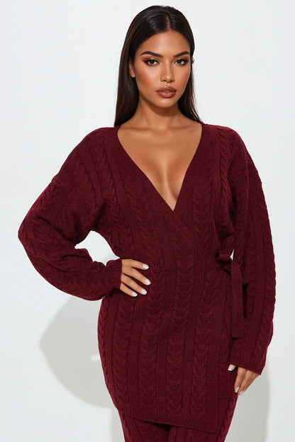 Keeley Sweater Pant Set - Burgundy