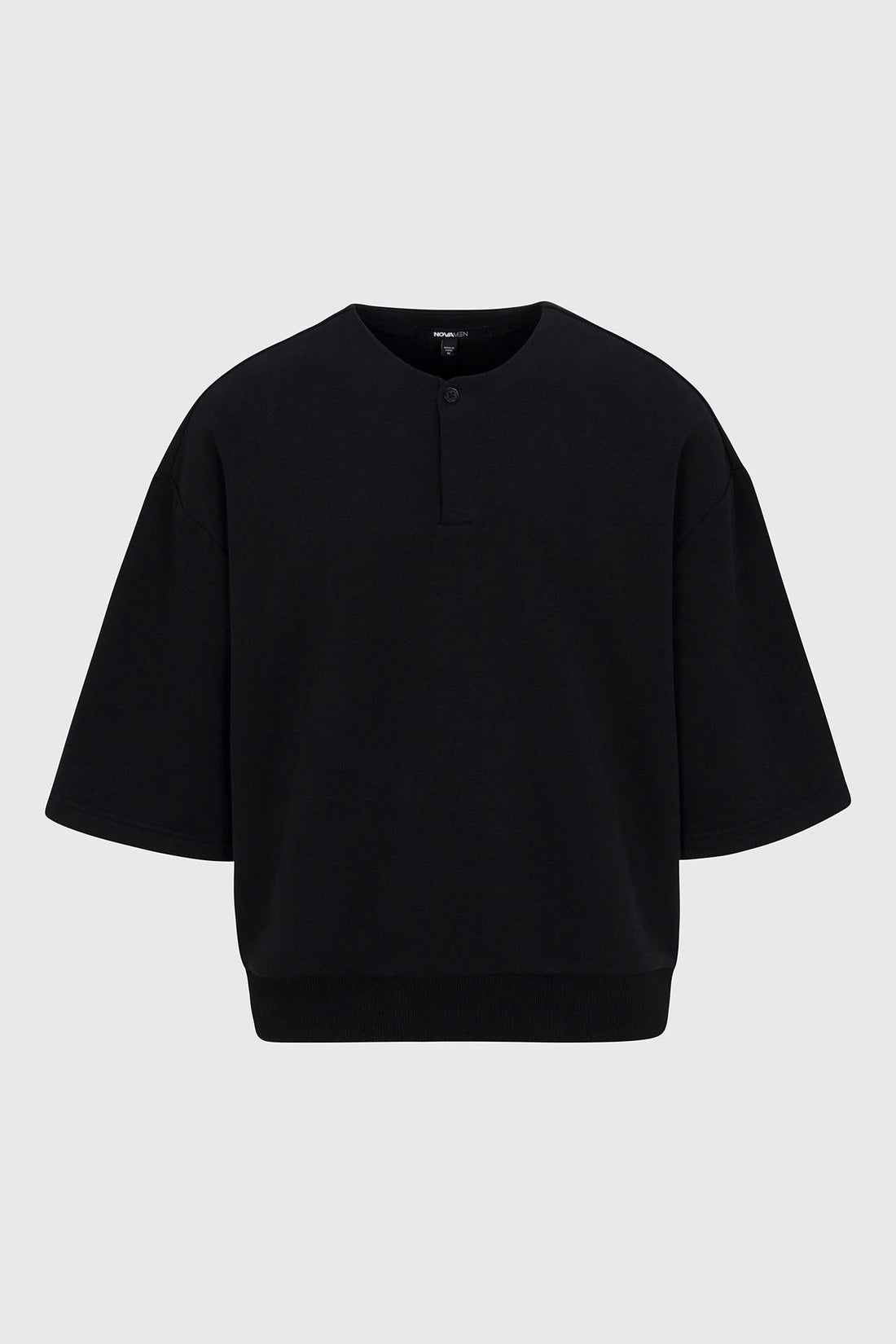 410 Relaxed Short Sleeve Henley Sweatshirt - Black
