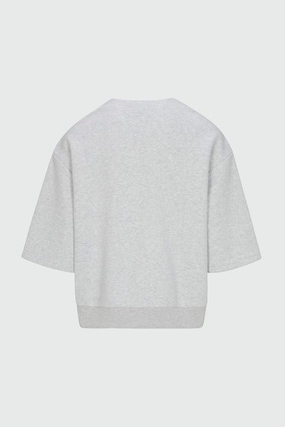 410 Relaxed Short Sleeve Henley Sweatshirt - Heather Grey