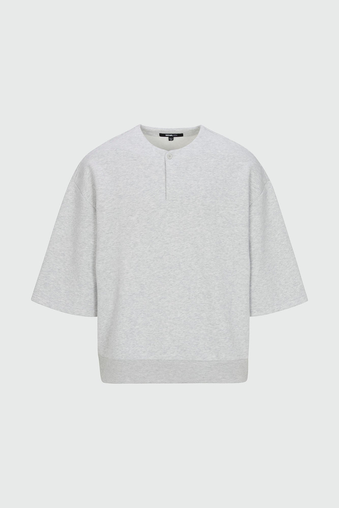 410 Relaxed Short Sleeve Henley Sweatshirt - Heather Grey