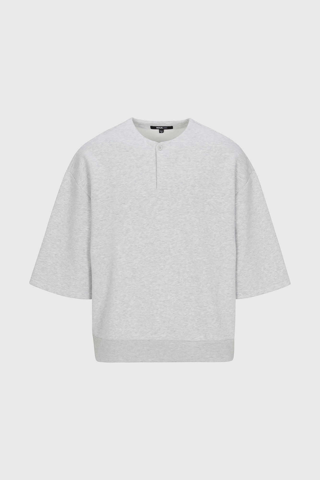 410 Relaxed Short Sleeve Henley Sweatshirt - Heather Grey