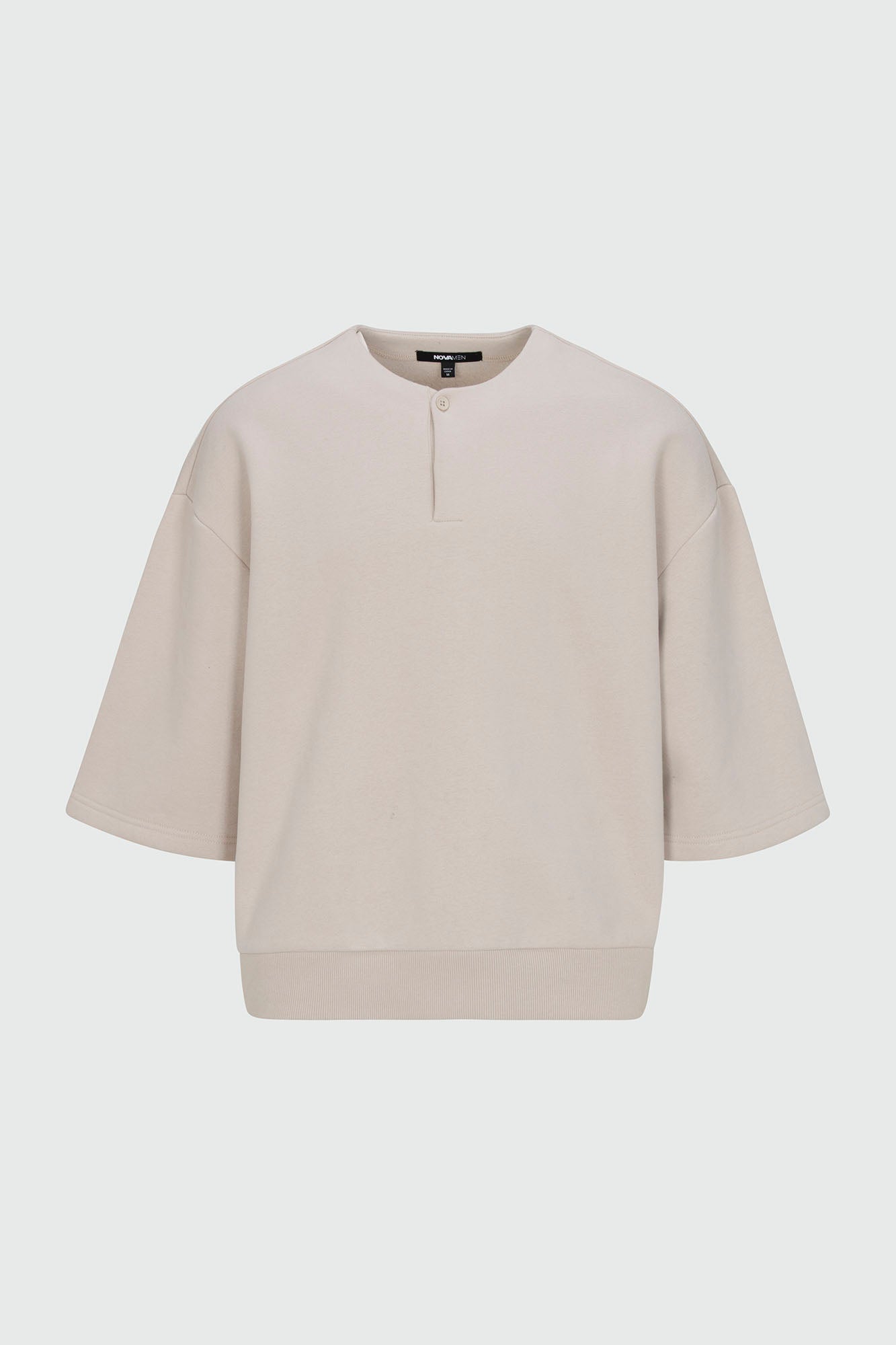 410 Relaxed Short Sleeve Henley Sweatshirt - Sand