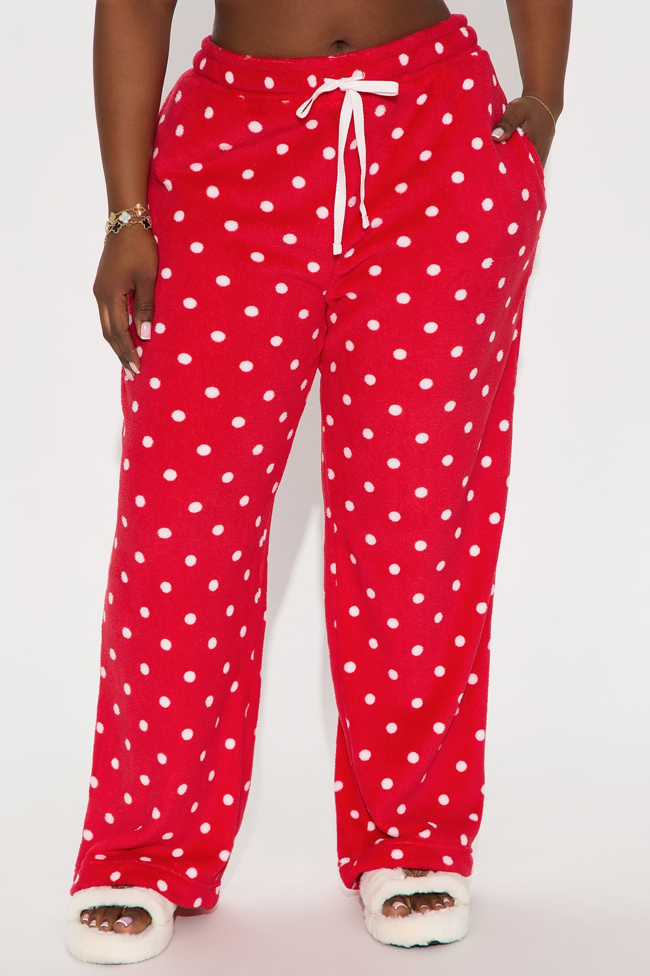 In My Dreams Plush PJ Pants - Red/White