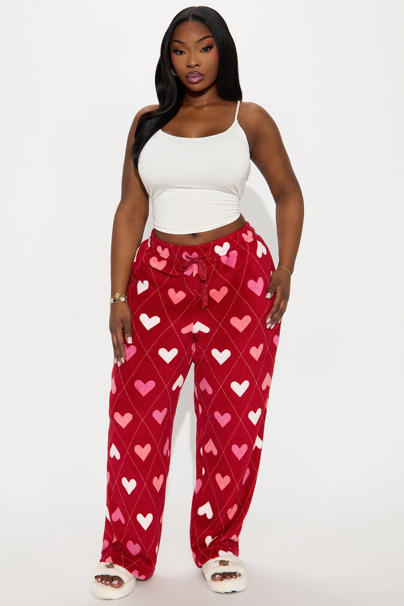 Love To Nap Plush PJ Pants - Red/combo