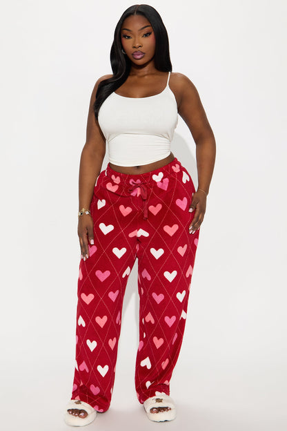 Love To Nap Plush PJ Pants - Red/combo