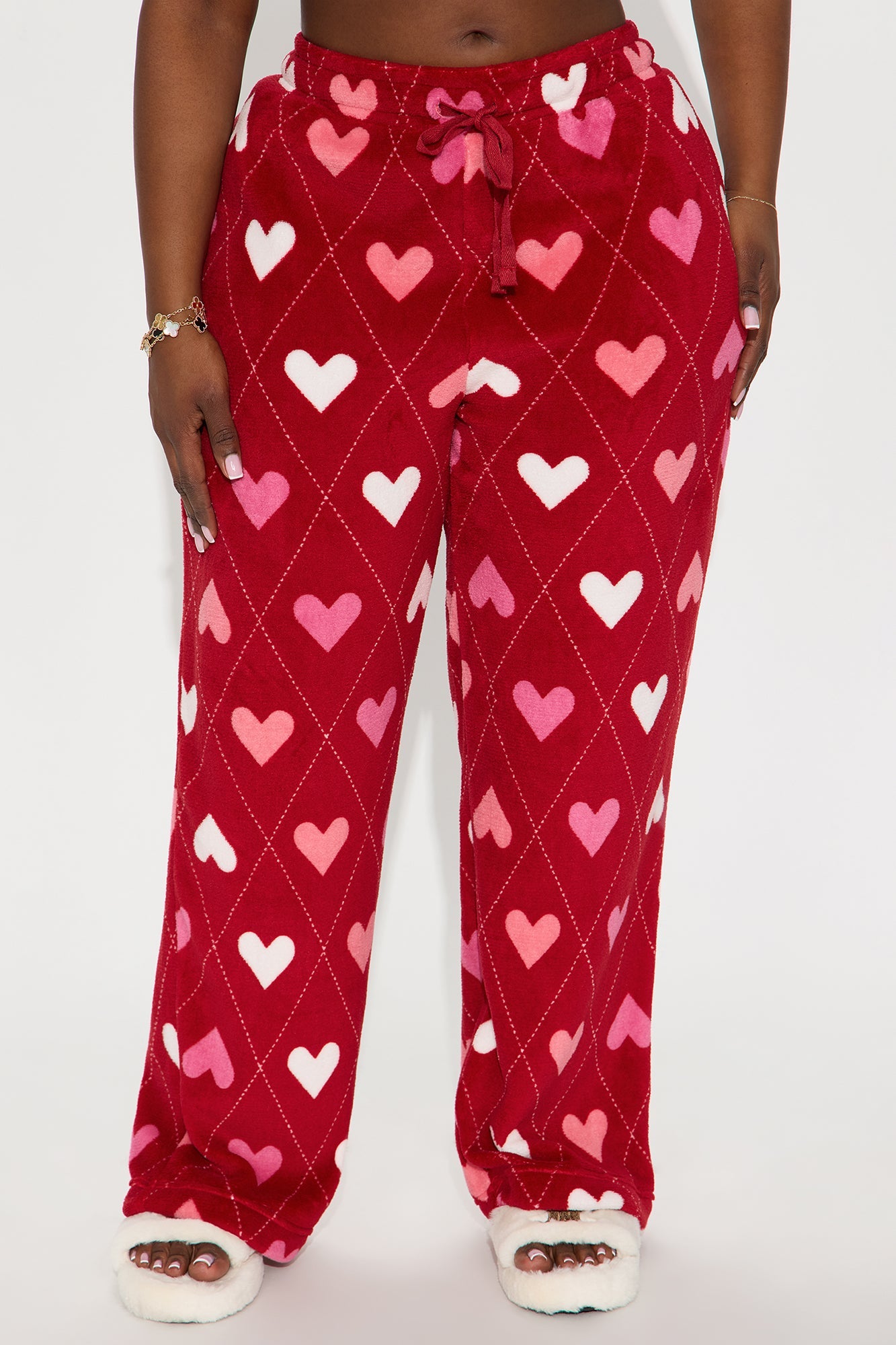 Love To Nap Plush PJ Pants - Red/combo