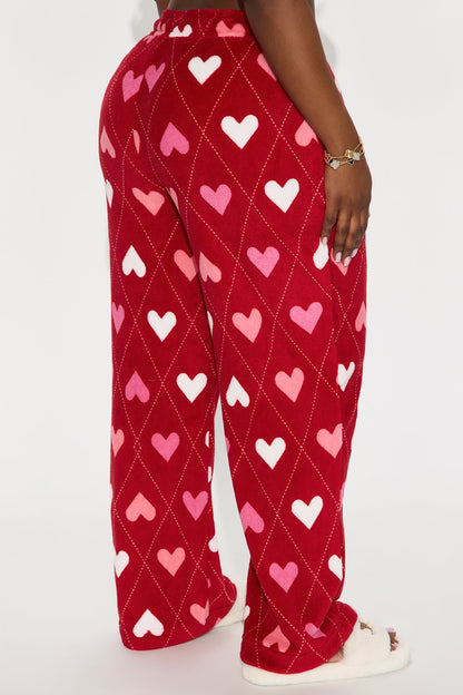 Love To Nap Plush PJ Pants - Red/combo