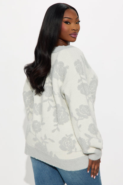 Picking Petals Floral Cardigan - Grey/combo