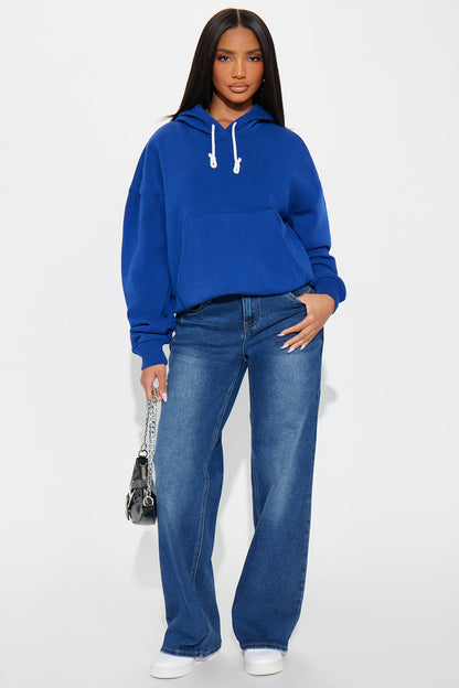 Minimalist Fleece Hoodie Sweatshirt - Blue