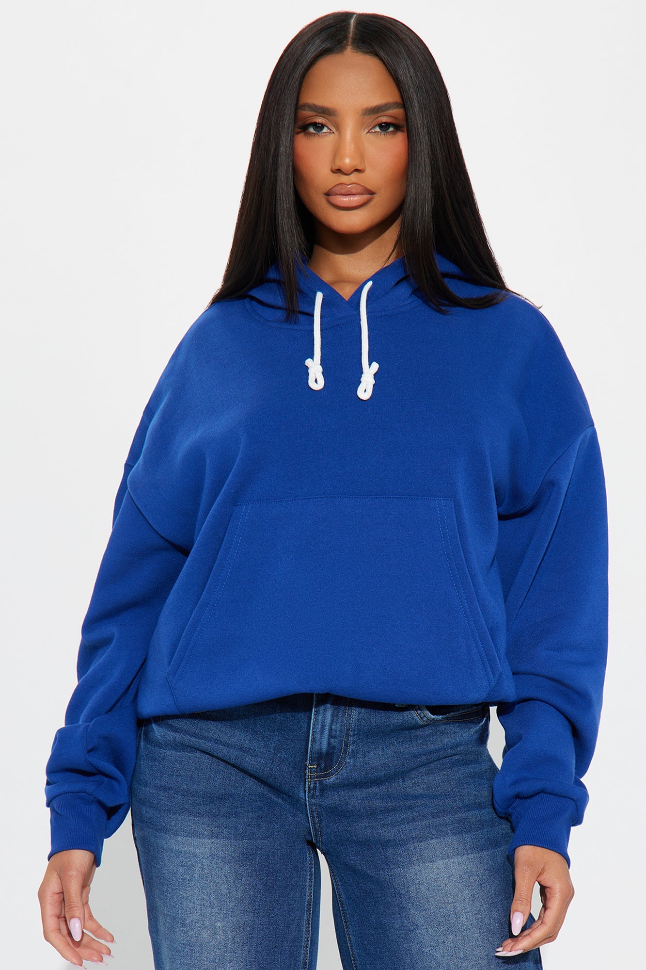 Minimalist Fleece Hoodie Sweatshirt - Blue