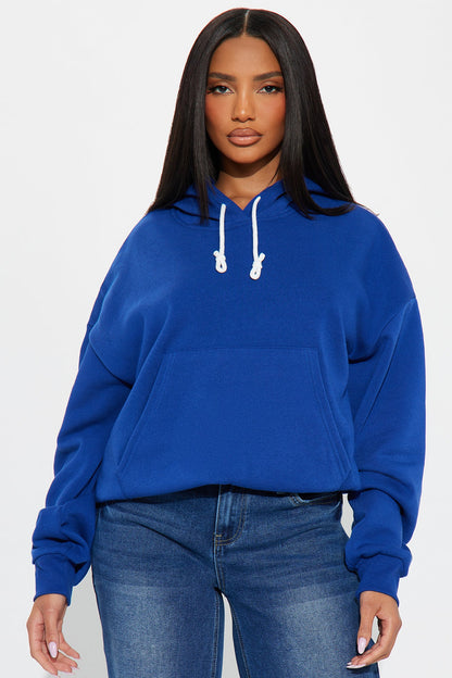 Minimalist Fleece Hoodie Sweatshirt - Blue