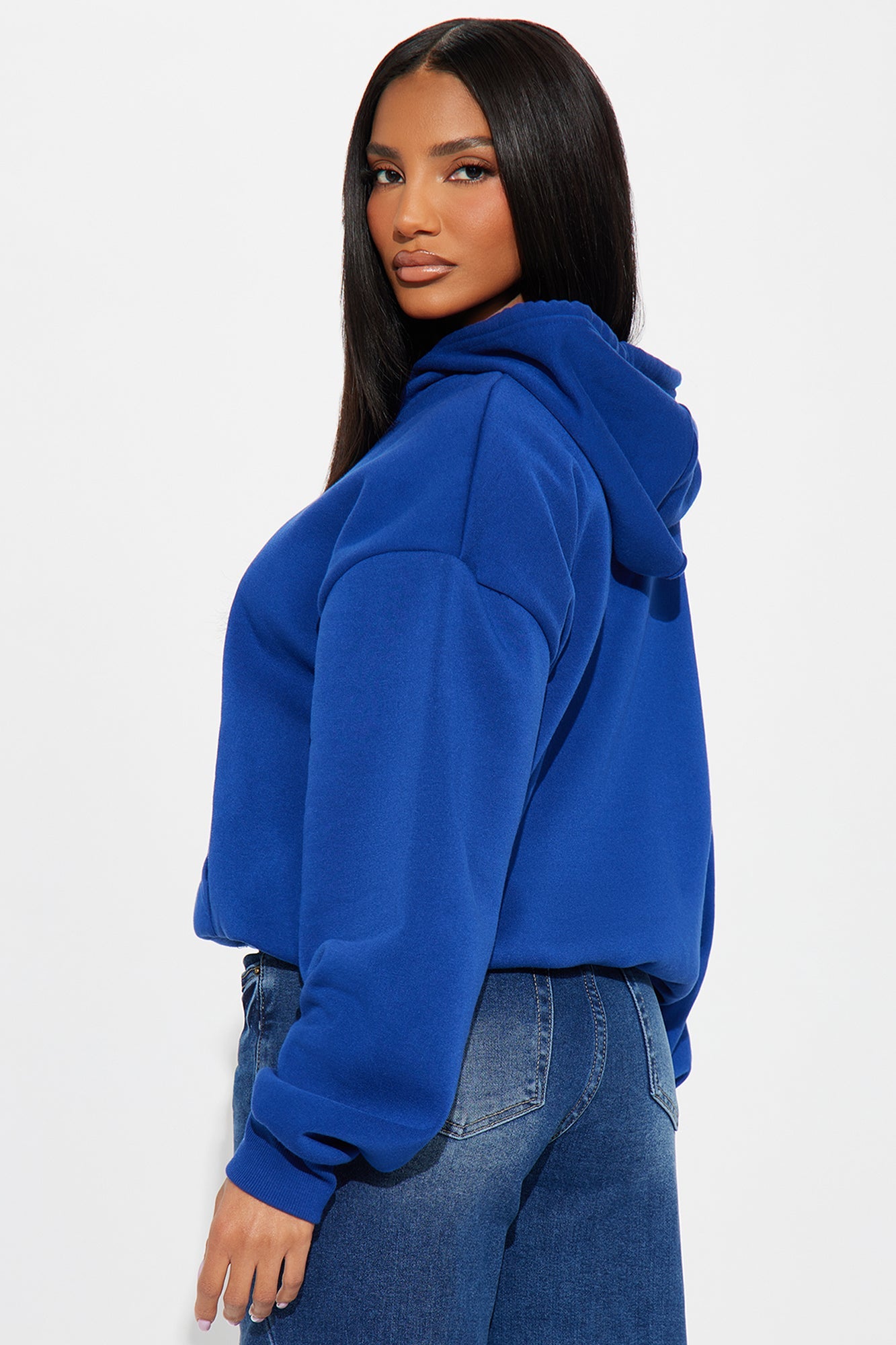 Minimalist Fleece Hoodie Sweatshirt - Blue