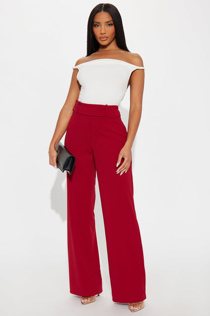 Office Tea Straight Leg Trouser Pant - DarkRed