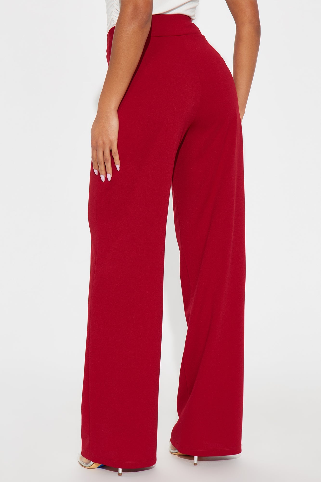 Office Tea Straight Leg Trouser Pant - DarkRed