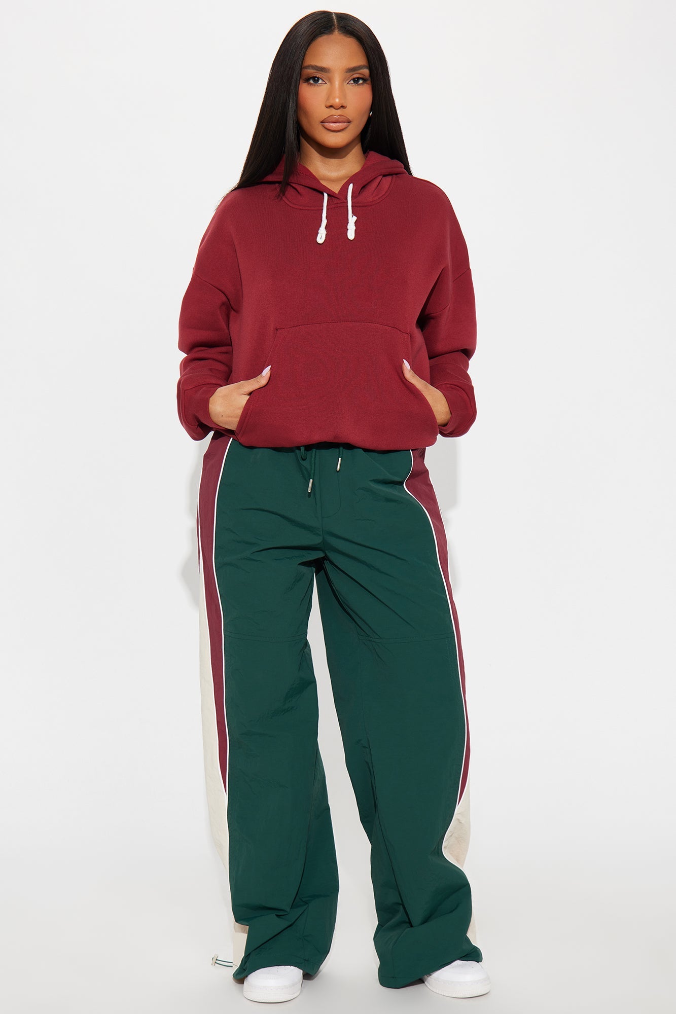 Minimalist Fleece Hoodie Sweatshirt - Wine