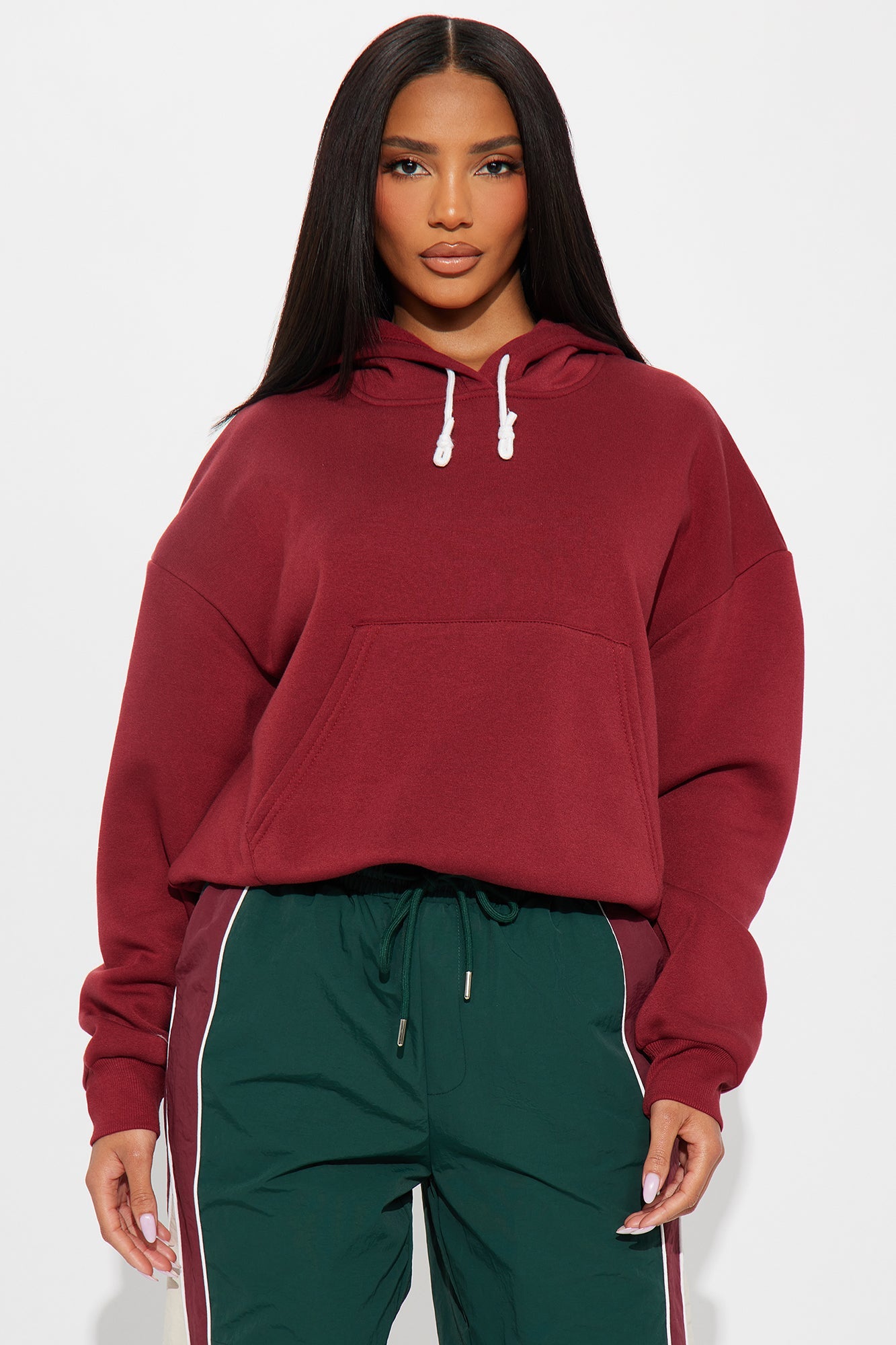 Minimalist Fleece Hoodie Sweatshirt - Wine