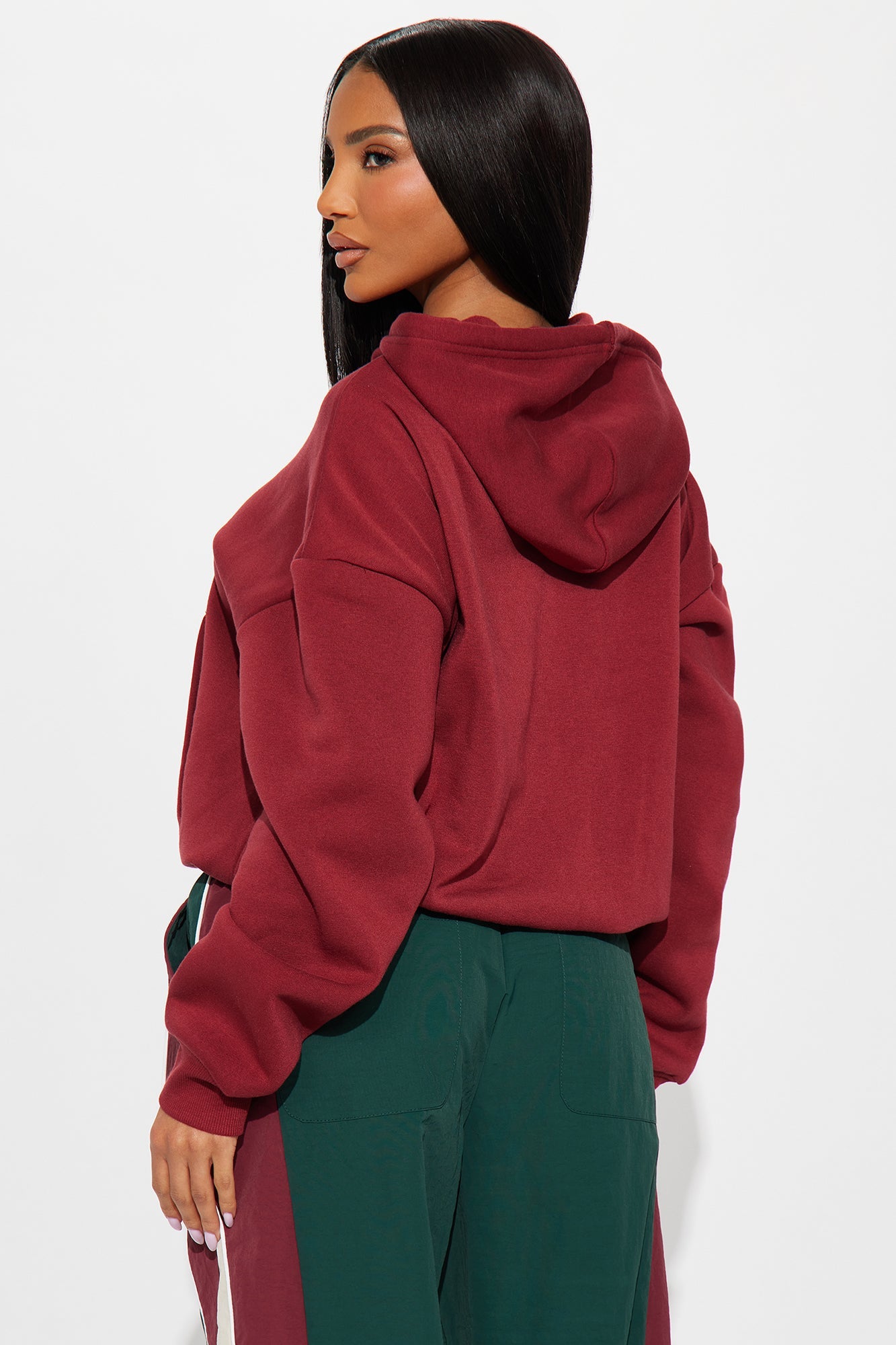 Minimalist Fleece Hoodie Sweatshirt - Wine