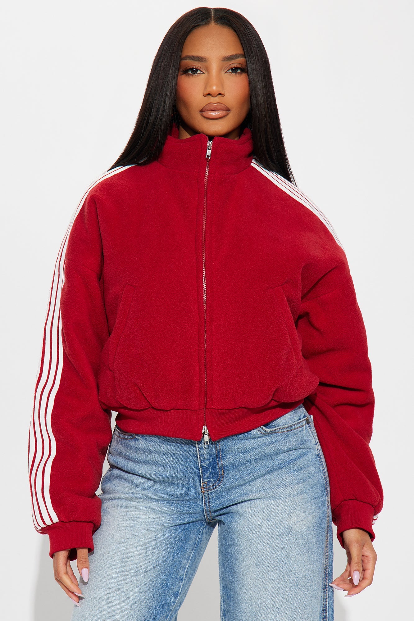 Game Play Stripes Bomber Jacket - Red