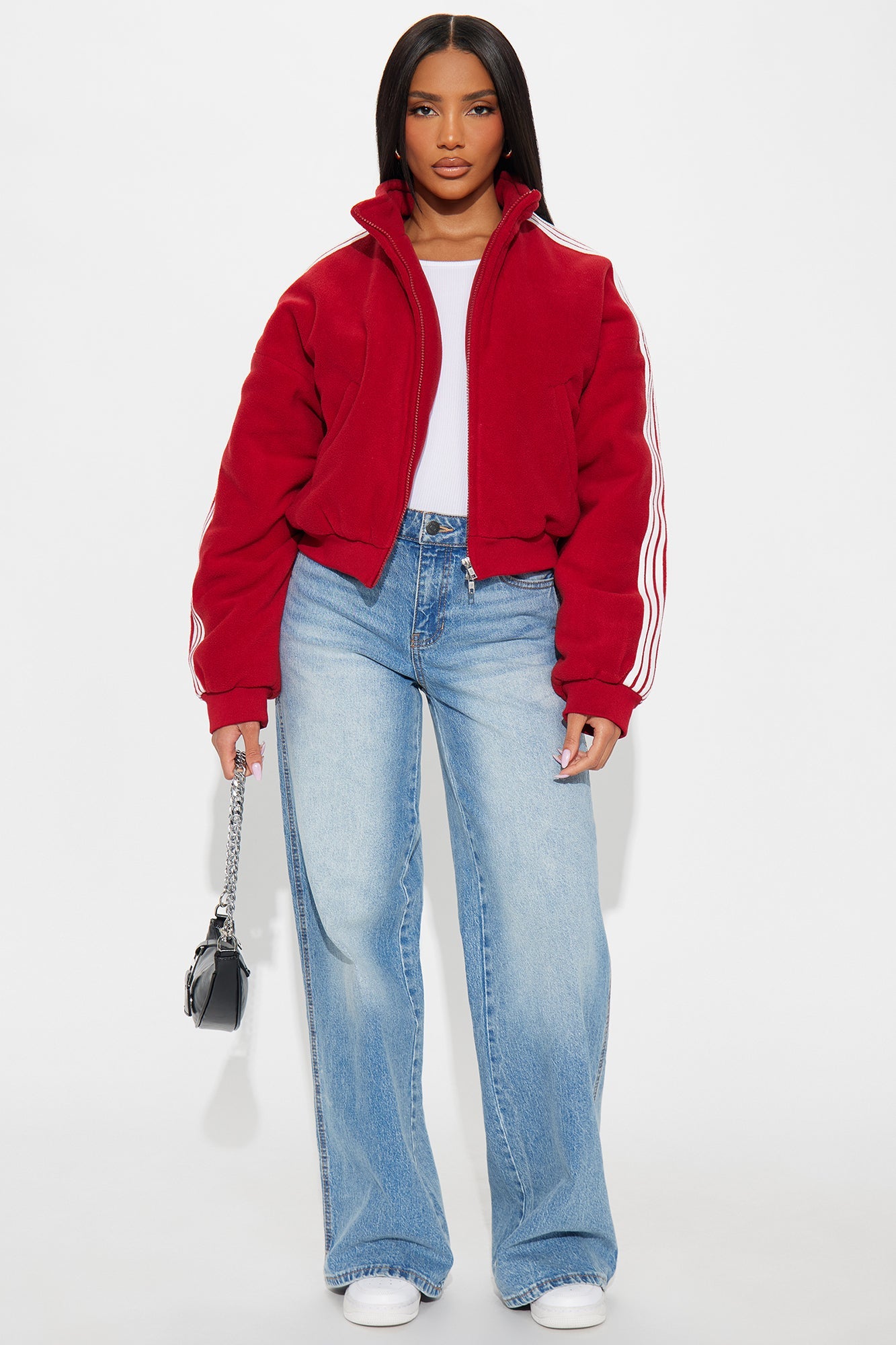 Game Play Stripes Bomber Jacket - Red