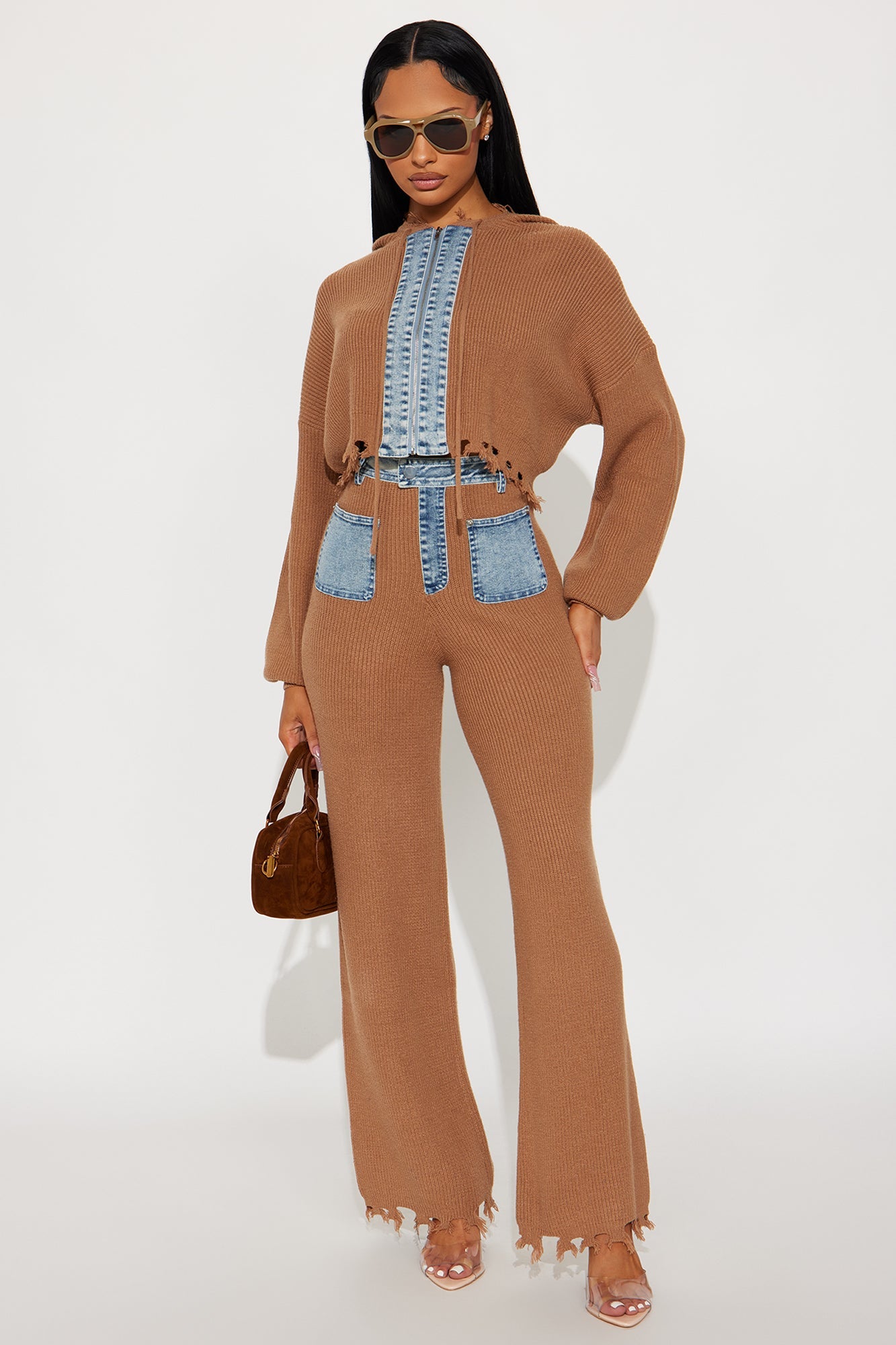 Short Shannel Sweater Pant Set - Camel