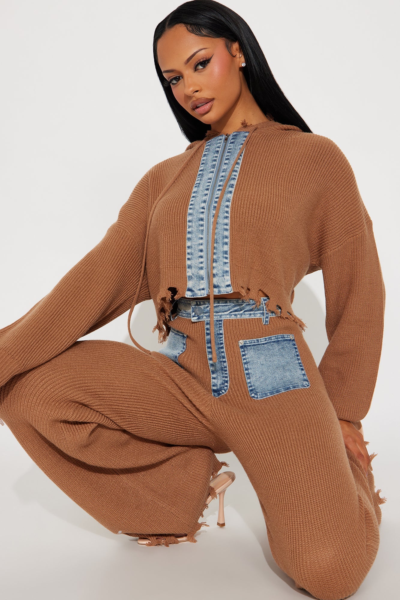 Short Shannel Sweater Pant Set - Camel