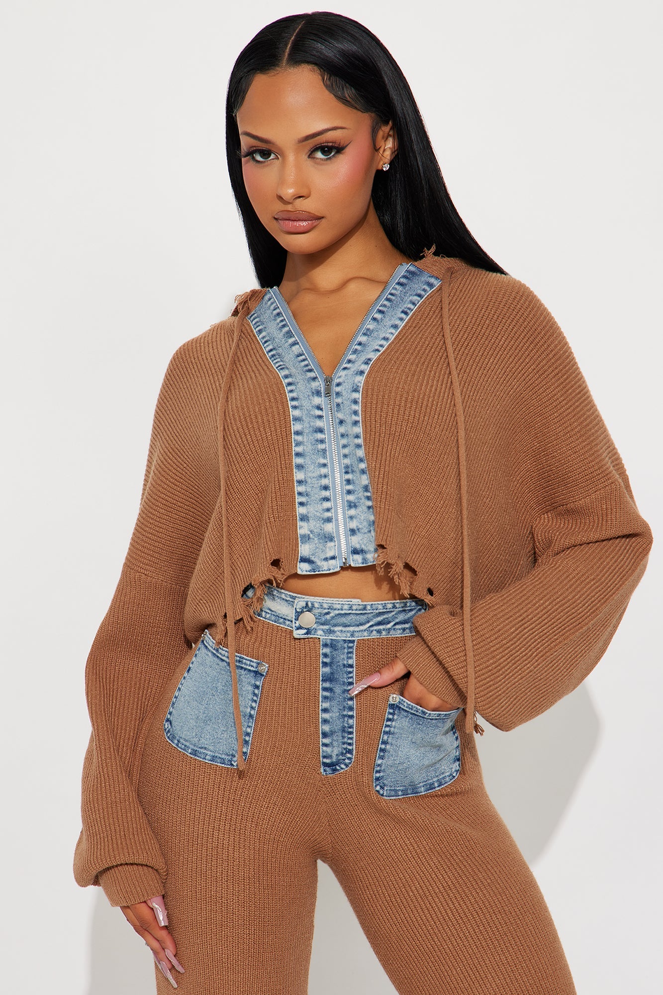 Short Shannel Sweater Pant Set - Camel