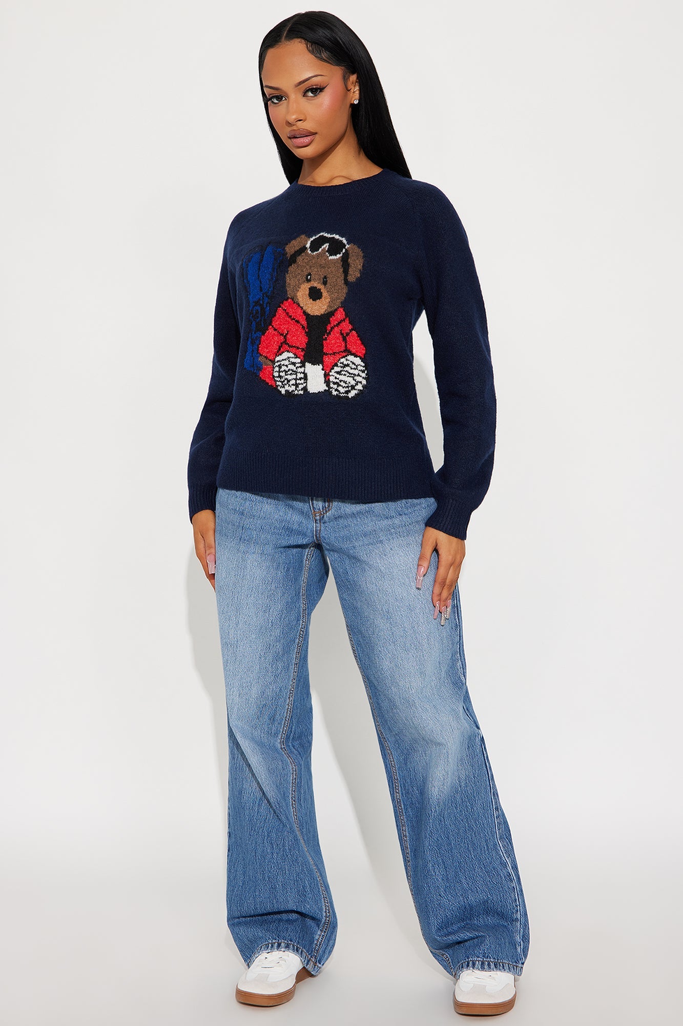 Ski Teddy Bear Sweater - Navy/combo