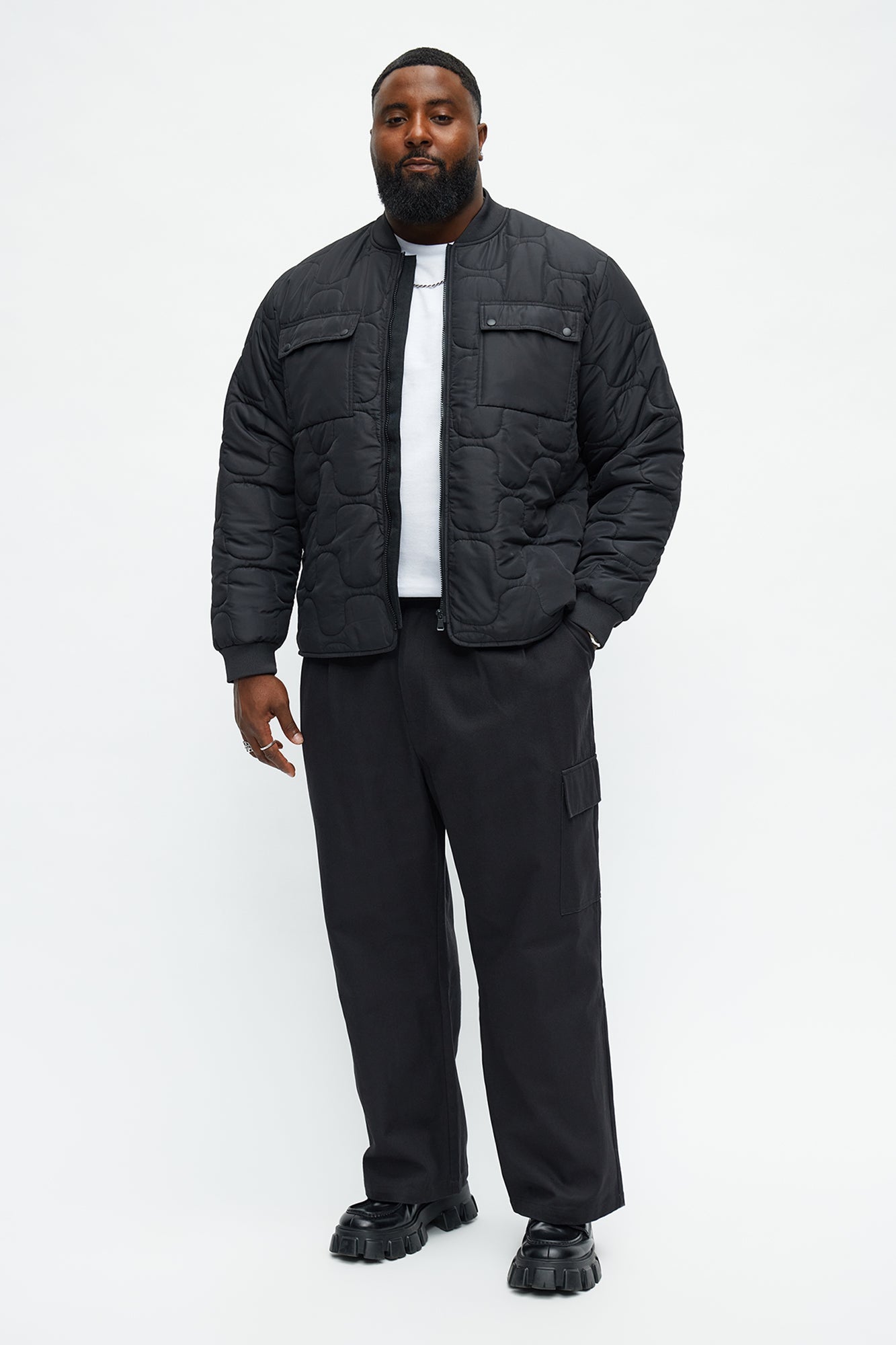 Geo Quilted Jacket - Black