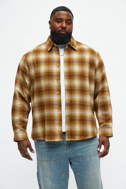 Relaxed Denali Plaid Button Up Shirt - Brown