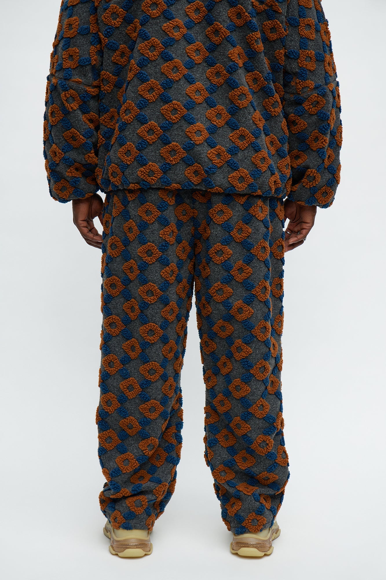 Straight Floral Sherpa Pant - Grey