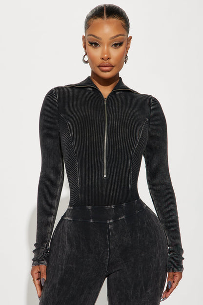 Been Like This Washed Ribbed Jumpsuit FN - Black