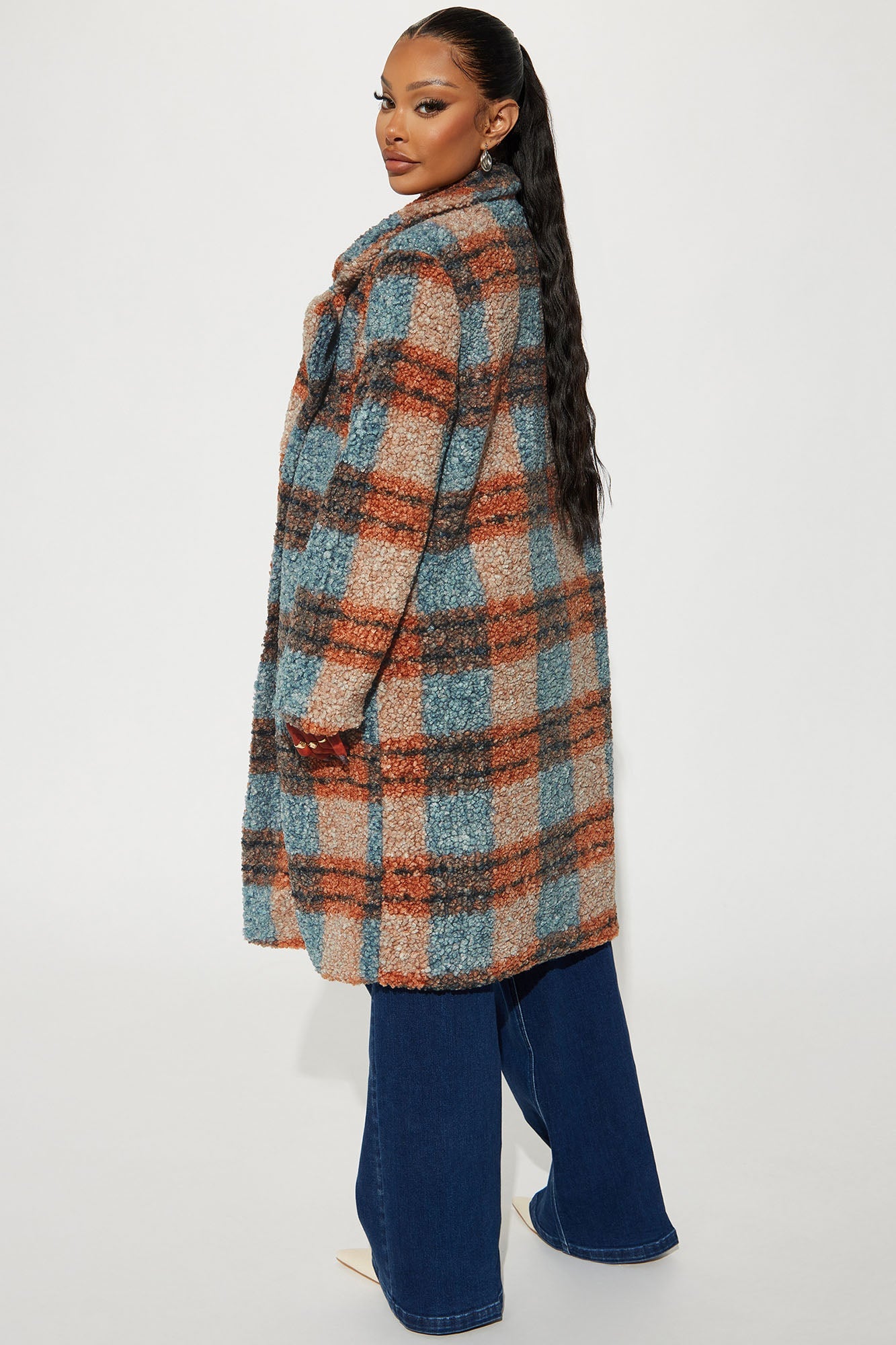 Slow Mornings Sherpa Trench Coat - Blue/combo
