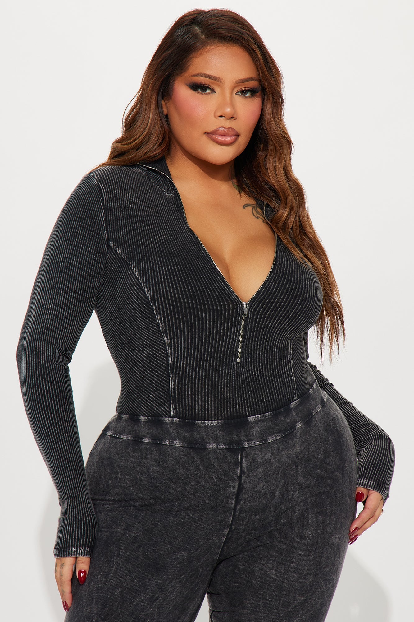 Been Like This Washed Ribbed Jumpsuit FN - Black