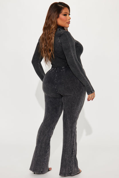 Been Like This Washed Ribbed Jumpsuit FN - Black