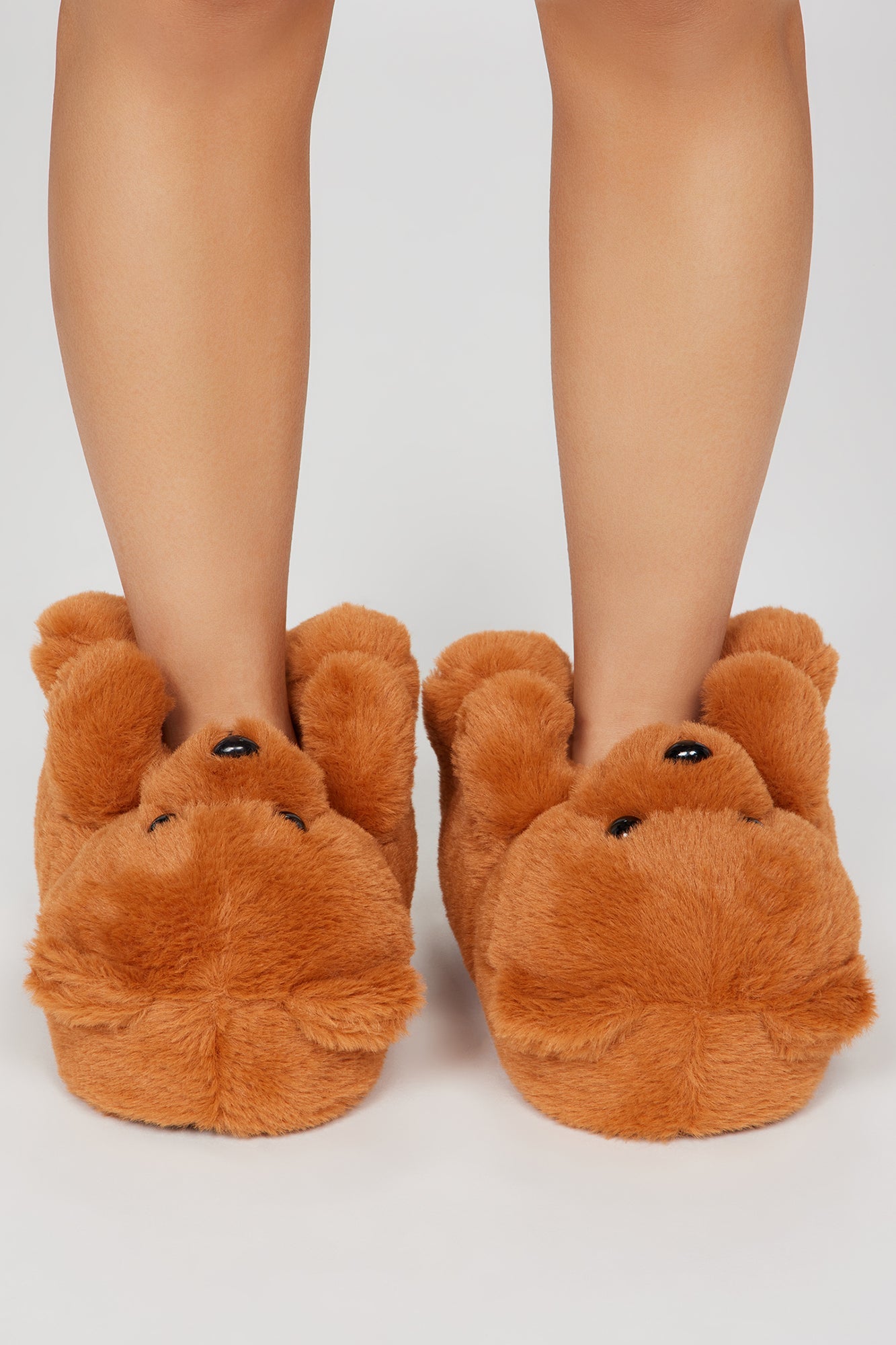 Cute And Cuddly Teddy Bear Slippers - Tan