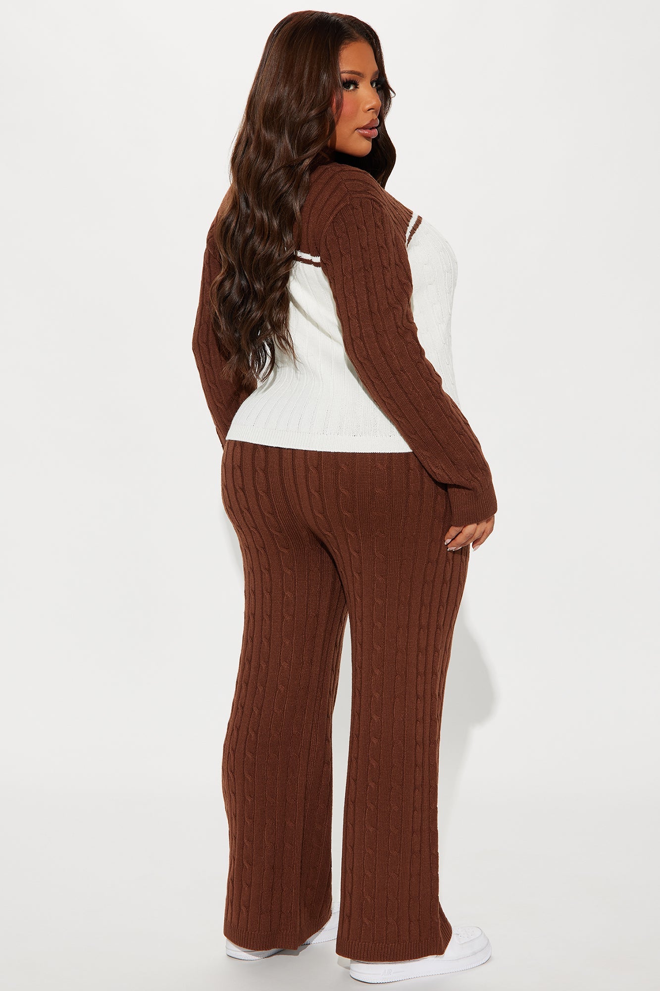 Thought Of You Colorblock Sweater Pant Set - Brown