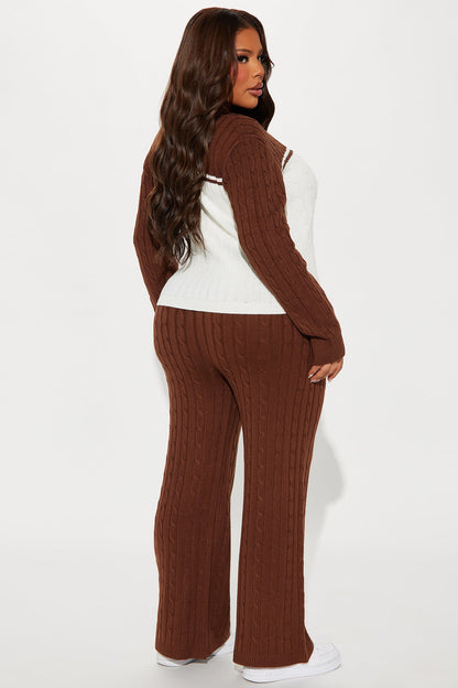 Thought Of You Colorblock Sweater Pant Set - Brown