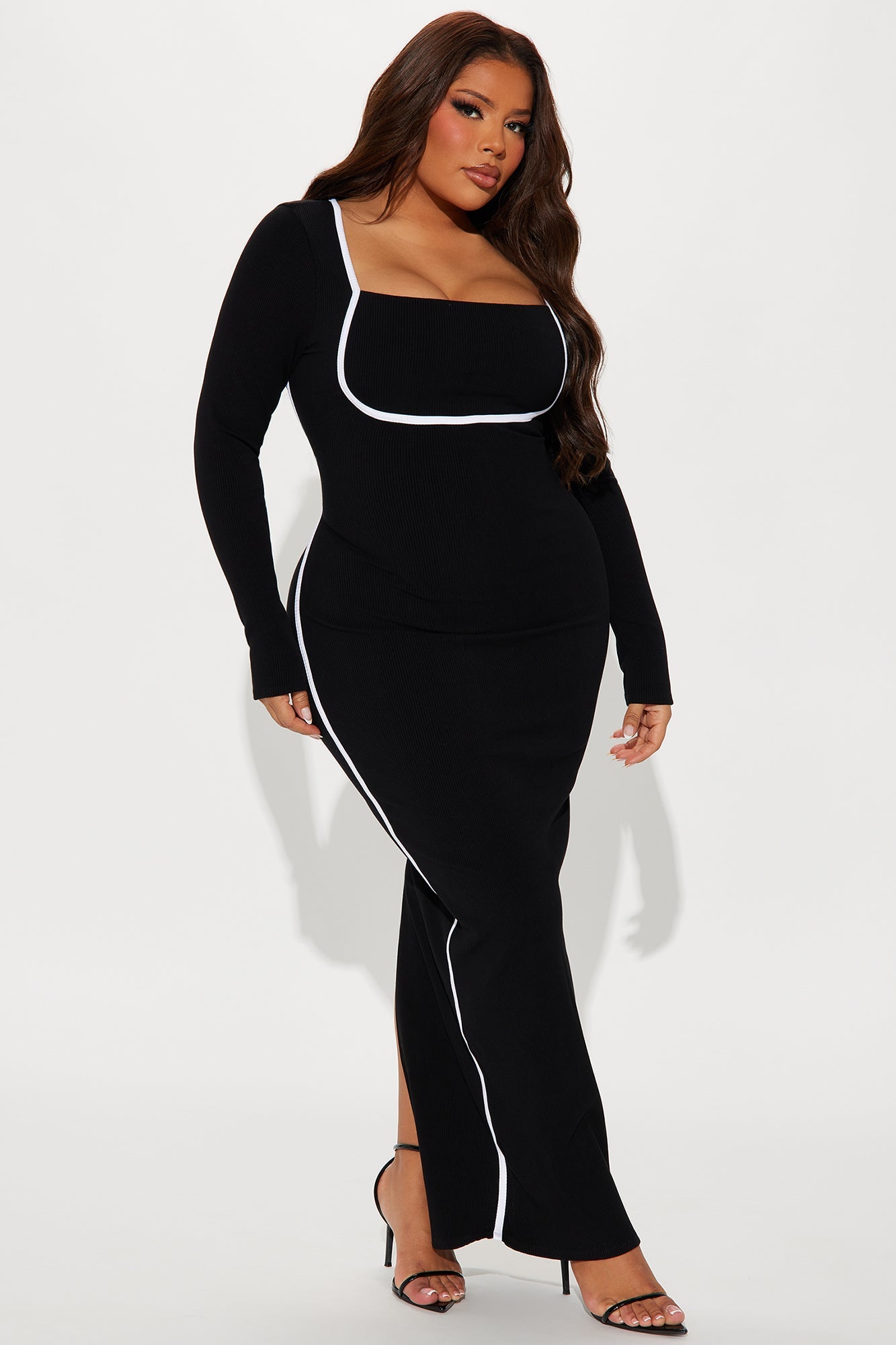 Drea Snatched Maxi Dress - Black/White