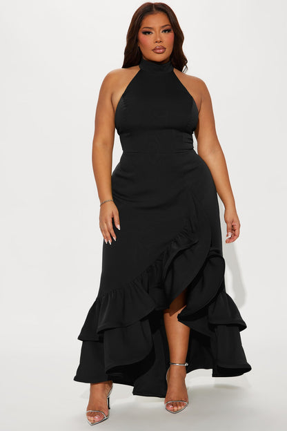 Olivia Ruffle Maxi Dress - Black