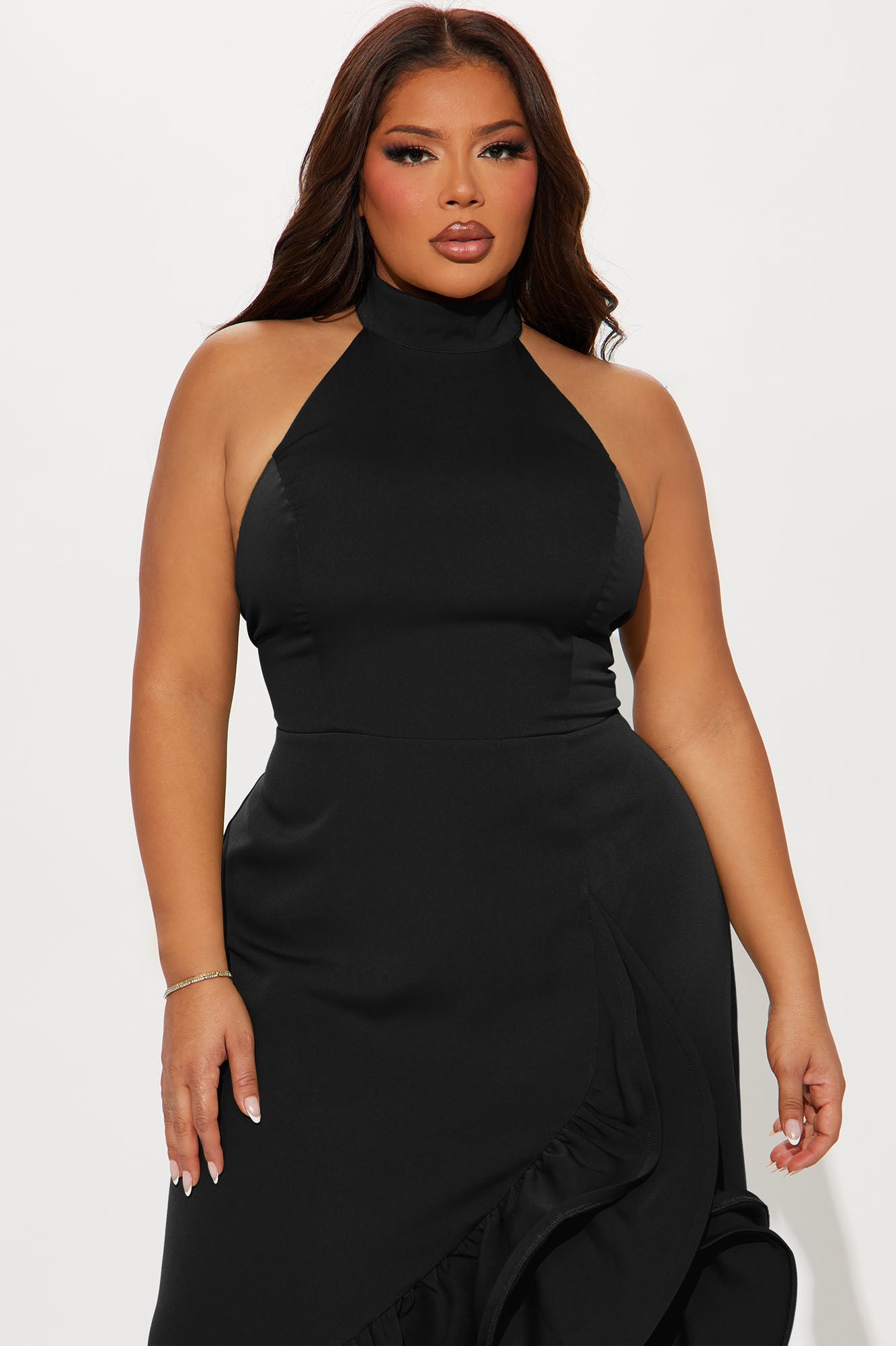 Olivia Ruffle Maxi Dress - Black