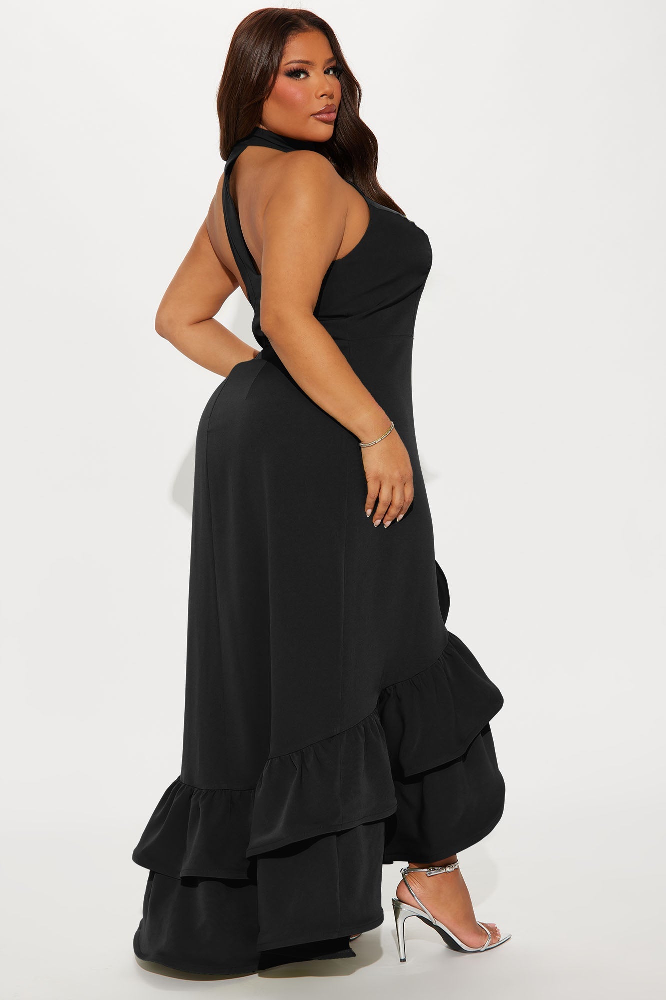 Olivia Ruffle Maxi Dress - Black