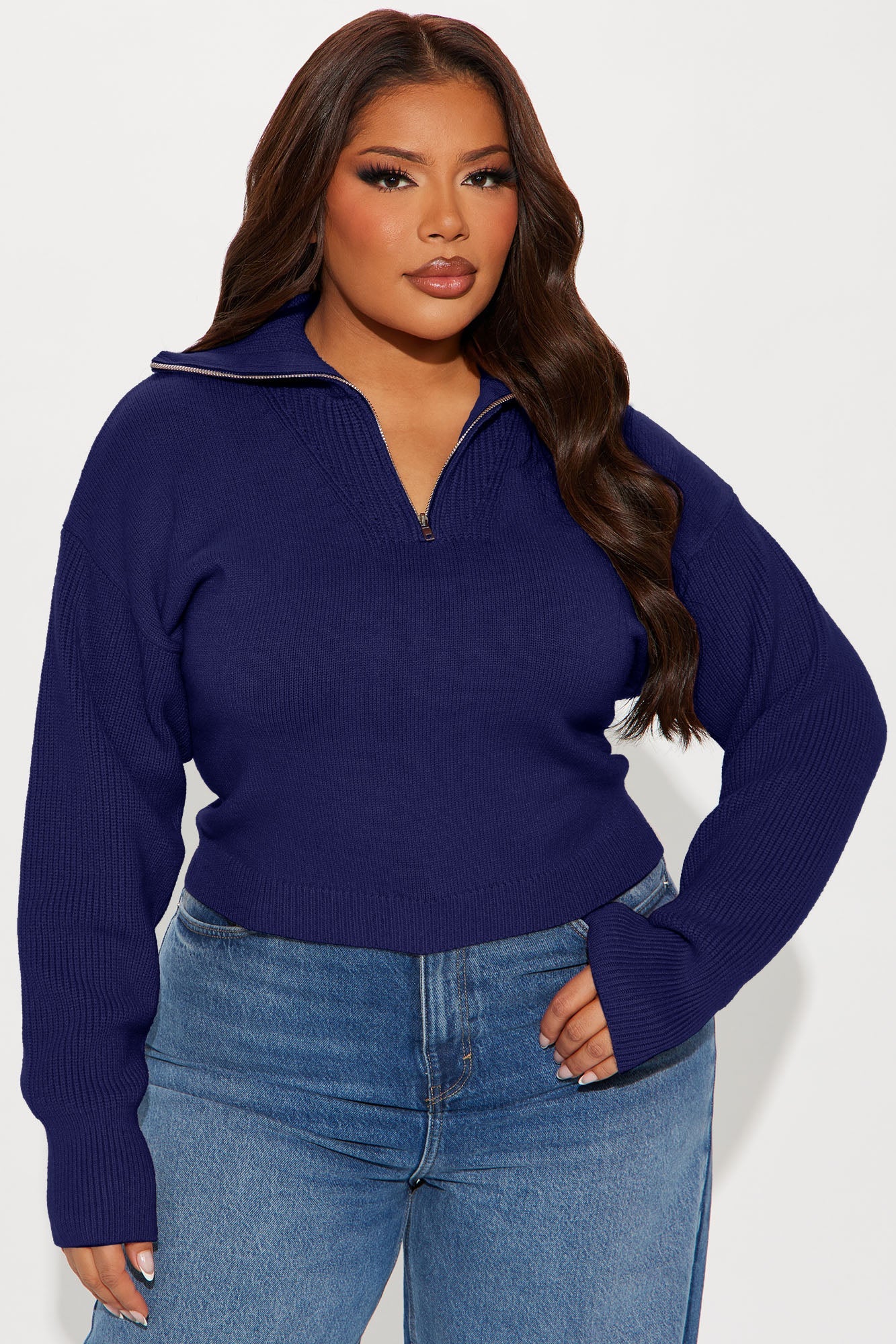 Classic Mood Quarter Zip Sweater - Navy